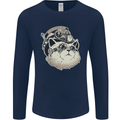 Steampunk Cat Mens Long Sleeve T-Shirt Navy Blue