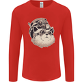 Steampunk Cat Mens Long Sleeve T-Shirt Red