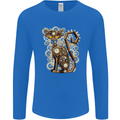 Steampunk Cat Mens Long Sleeve T-Shirt Royal Blue