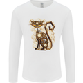 Steampunk Cat Mens Long Sleeve T-Shirt White