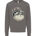 Steampunk Cat Mens Sweatshirt Jumper Charcoal