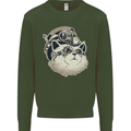 Steampunk Cat Mens Sweatshirt Jumper Forest Green