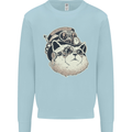 Steampunk Cat Mens Sweatshirt Jumper Light Blue