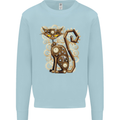 Steampunk Cat Mens Sweatshirt Jumper Light Blue