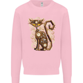 Steampunk Cat Mens Sweatshirt Jumper Light Pink