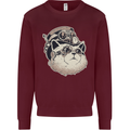 Steampunk Cat Mens Sweatshirt Jumper Maroon