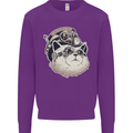Steampunk Cat Mens Sweatshirt Jumper Purple