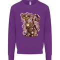Steampunk Cat Mens Sweatshirt Jumper Purple