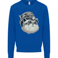 Steampunk Cat Mens Sweatshirt Jumper Royal Blue