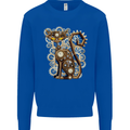 Steampunk Cat Mens Sweatshirt Jumper Royal Blue