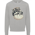 Steampunk Cat Mens Sweatshirt Jumper Sports Grey