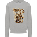 Steampunk Cat Mens Sweatshirt Jumper Sports Grey
