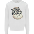 Steampunk Cat Mens Sweatshirt Jumper White