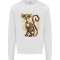 Steampunk Cat Mens Sweatshirt Jumper White