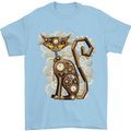 Steampunk Cat Mens T-Shirt Cotton Gildan Light Blue