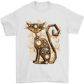 Steampunk Cat Mens T-Shirt Cotton Gildan White