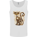 Steampunk Cat Mens Vest Tank Top White