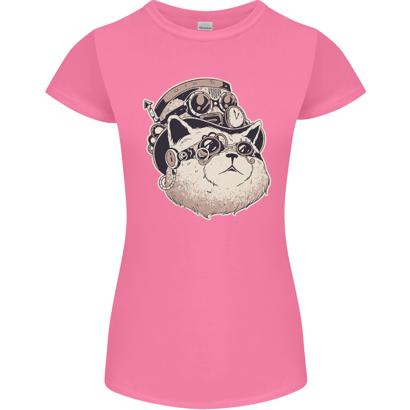 Steampunk Cat Womens Petite Cut T-Shirt Azalea