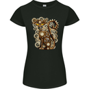 Steampunk Cat Womens Petite Cut T-Shirt Black
