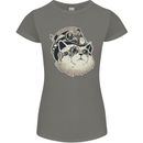 Steampunk Cat Womens Petite Cut T-Shirt Charcoal
