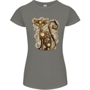 Steampunk Cat Womens Petite Cut T-Shirt Charcoal