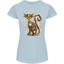 Steampunk Cat Womens Petite Cut T-Shirt Light Blue