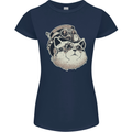 Steampunk Cat Womens Petite Cut T-Shirt Navy Blue