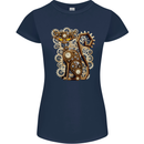 Steampunk Cat Womens Petite Cut T-Shirt Navy Blue