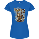Steampunk Cat Womens Petite Cut T-Shirt Royal Blue