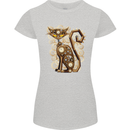Steampunk Cat Womens Petite Cut T-Shirt Sports Grey