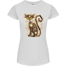 Steampunk Cat Womens Petite Cut T-Shirt White