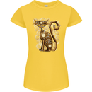 Steampunk Cat Womens Petite Cut T-Shirt Yellow