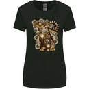 Steampunk Cat Womens Wider Cut T-Shirt Black