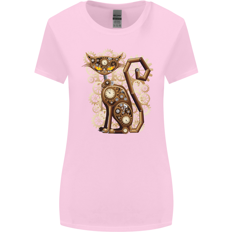 Steampunk Cat Womens Wider Cut T-Shirt Light Pink