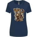 Steampunk Cat Womens Wider Cut T-Shirt Navy Blue