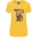 Steampunk Cat Womens Wider Cut T-Shirt Yellow