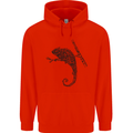 Steampunk Chameleon Childrens Kids Hoodie Bright Red