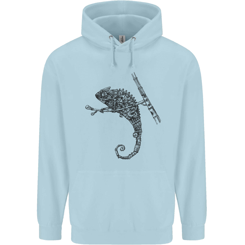 Steampunk Chameleon Childrens Kids Hoodie Light Blue