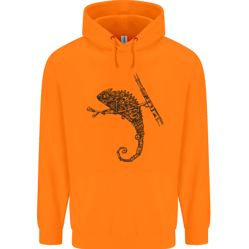 Steampunk Chameleon Childrens Kids Hoodie Orange