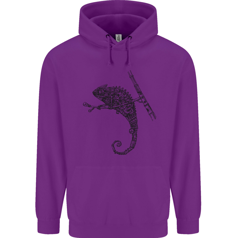 Steampunk Chameleon Childrens Kids Hoodie Purple
