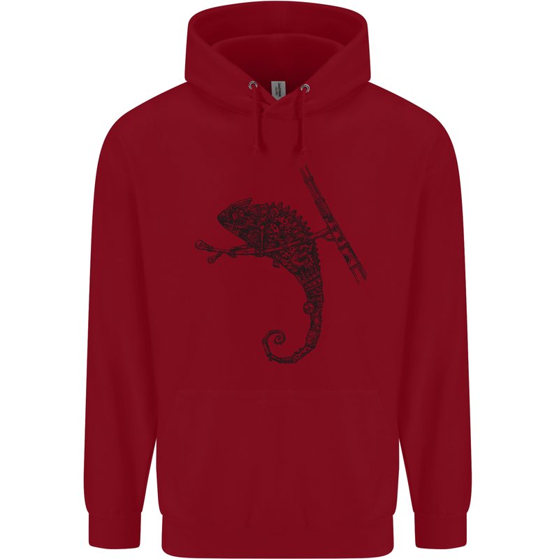 Steampunk Chameleon Childrens Kids Hoodie Red