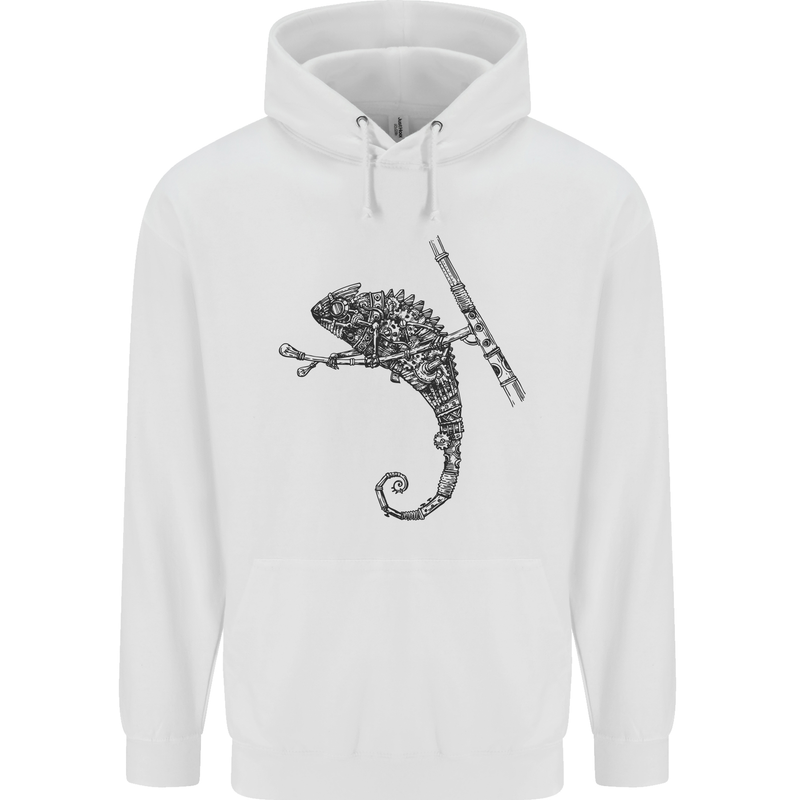 Steampunk Chameleon Childrens Kids Hoodie White