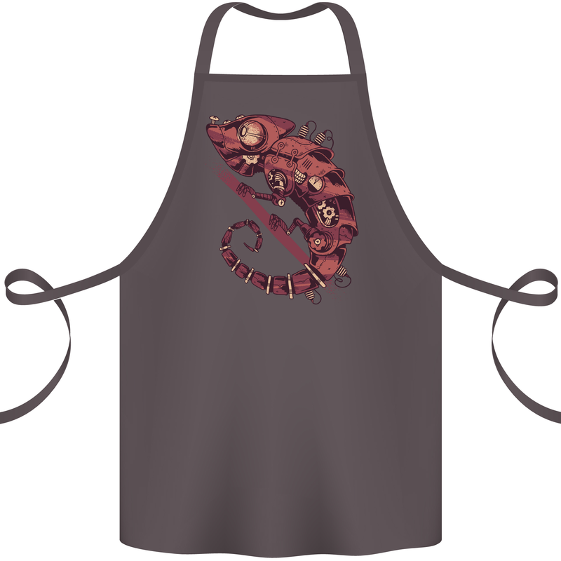 Steampunk Chameleon Iguana Reptile Lizard Cotton Apron 100% Organic Dark Grey