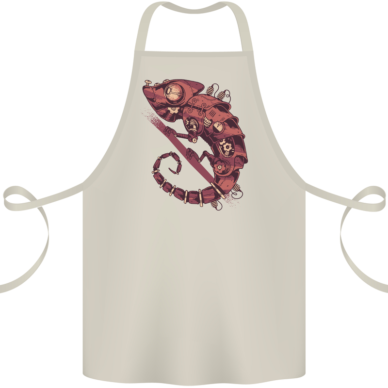 Steampunk Chameleon Iguana Reptile Lizard Cotton Apron 100% Organic Natural