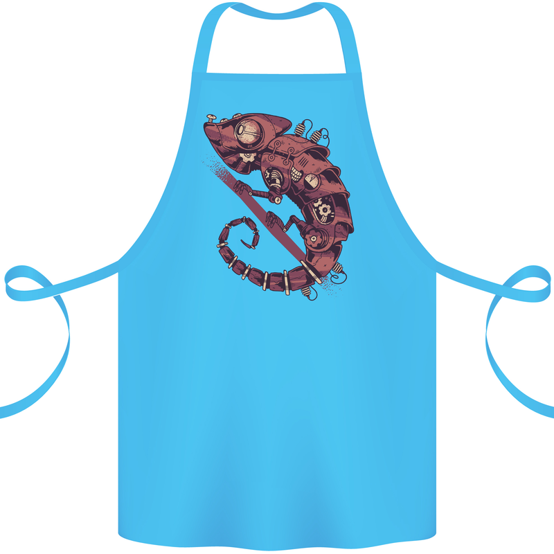 Steampunk Chameleon Iguana Reptile Lizard Cotton Apron 100% Organic Turquoise
