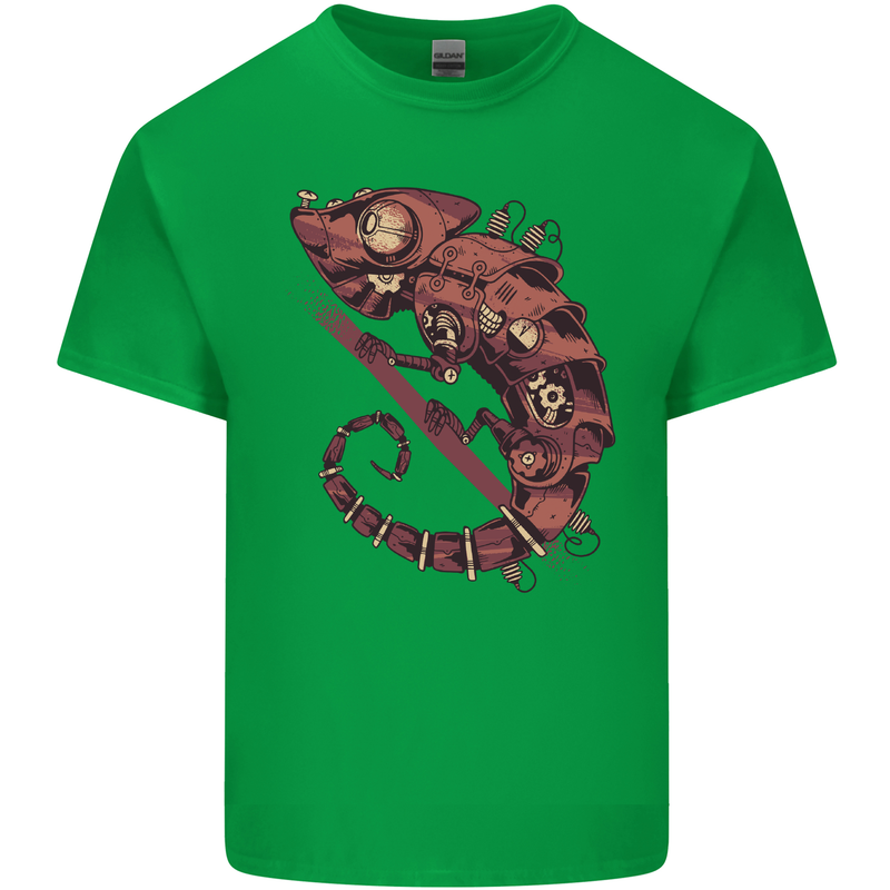Steampunk Chameleon Iguana Reptile Lizard Mens Cotton T-Shirt Tee Top Irish Green