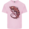 Steampunk Chameleon Iguana Reptile Lizard Mens Cotton T-Shirt Tee Top Light Pink