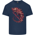 Steampunk Chameleon Iguana Reptile Lizard Mens Cotton T-Shirt Tee Top Navy Blue