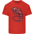 Steampunk Chameleon Iguana Reptile Lizard Mens Cotton T-Shirt Tee Top Red