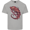 Steampunk Chameleon Iguana Reptile Lizard Mens Cotton T-Shirt Tee Top Sports Grey